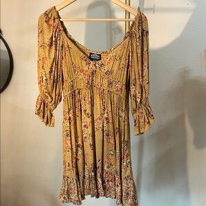 Angie Yellow Floral Mini Dress